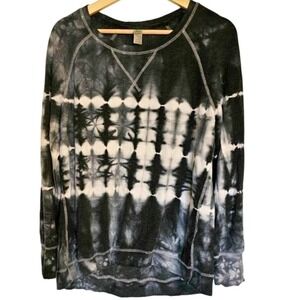 Green Tea Pull Over Size Large Tie dye Black Long Sleeve butter soft